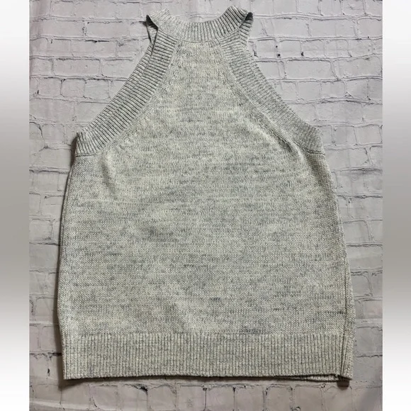 LOFT Womens Large Marled Blue Cream Halter Sleeveless Sweater Tank Top - Picture 9 of 10